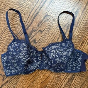 Soma Navy Lace Underwire Bra Enticing Lift